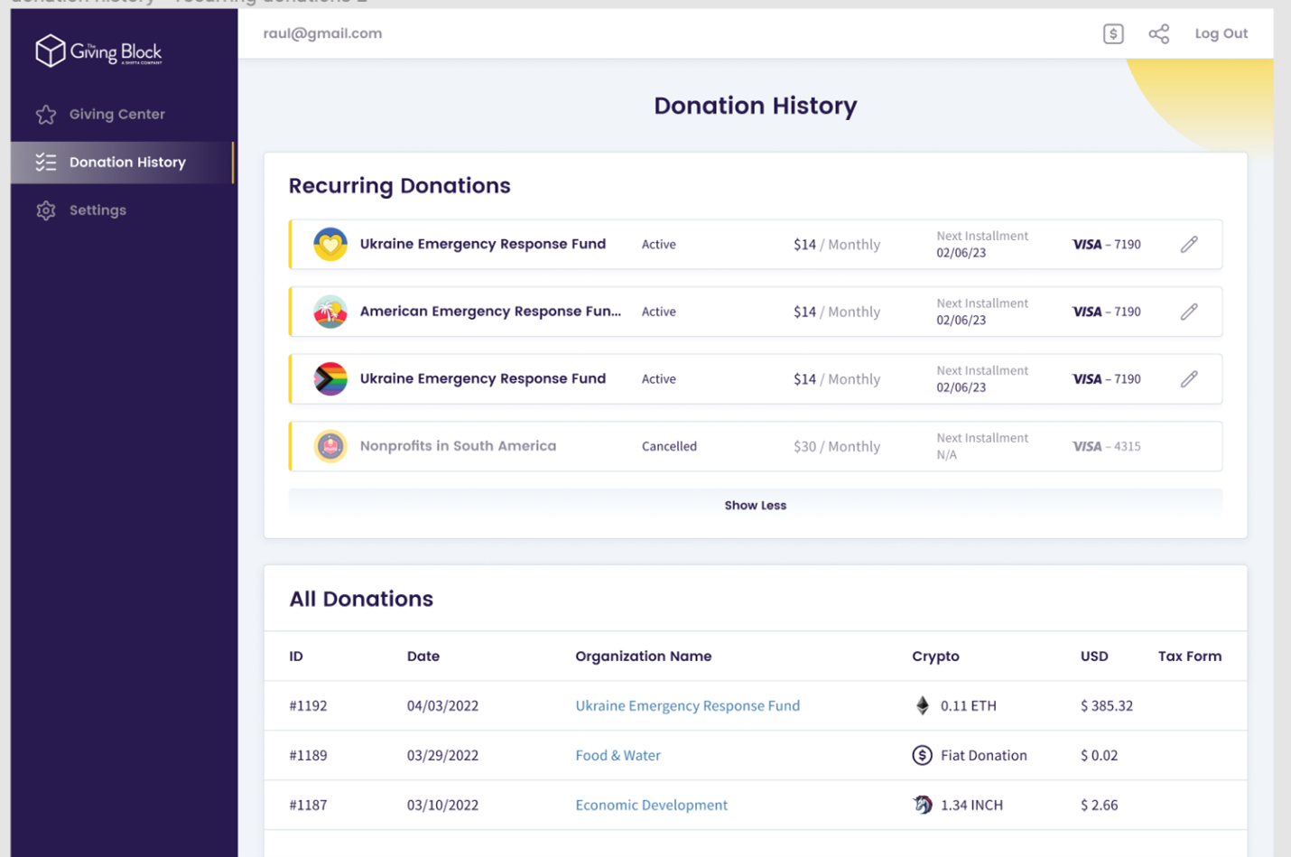 Donation-History